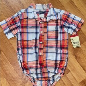 NWT OshKosh B'gosh Orange Plaid Kids Shirt onesie 24months